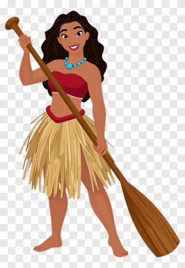 Moana With Paddle And Grass Skirt PNG