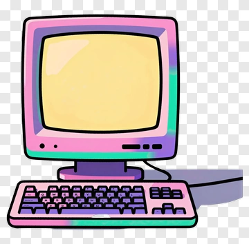 Retro Computer With Pink Keyboard PNG