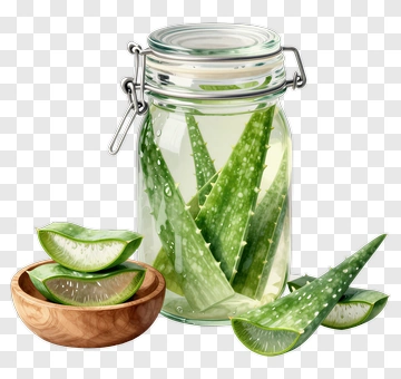 Fresh Aloe Vera In Glass Jar PNG