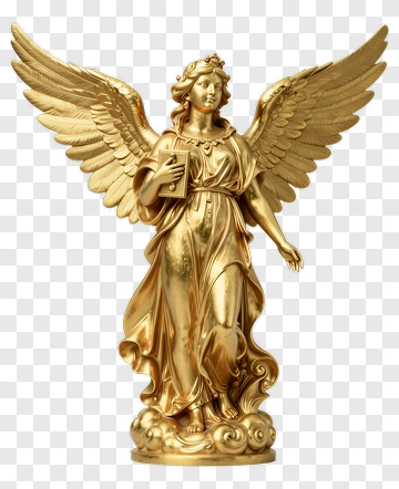 Golden Winged Angel Statue PNG