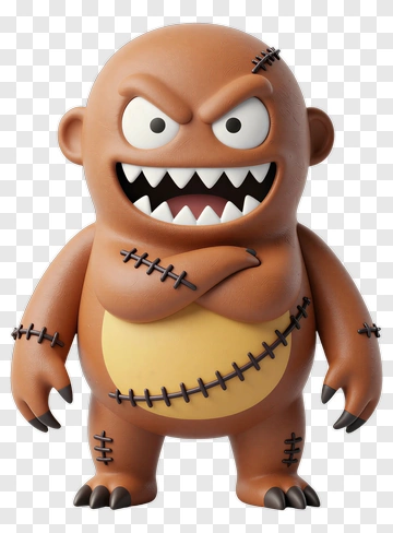 Stitched Monster With Fierce Expression PNG