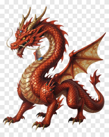 Red Dragon With Gold Accents PNG