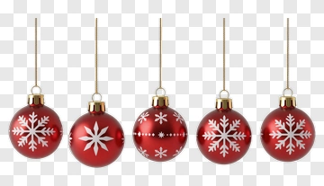 Red Christmas Ornaments With Snowflakes PNG