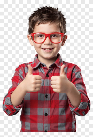 Child With Red Glasses Giving Thumbs Up PNG