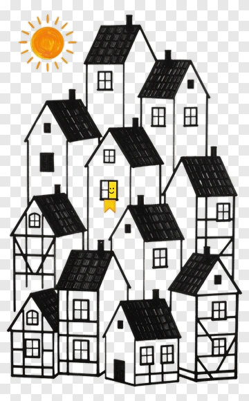 Stacked Houses With Sunny Window PNG