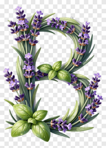 Lavender And Basil Letter B PNG