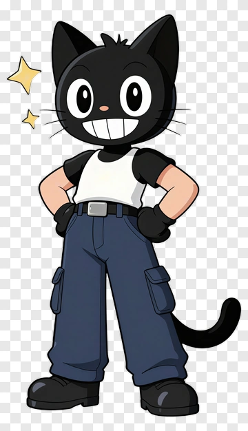 Black Cat Anime Character PNG