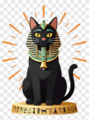 Egyptian Cat In Pharaoh's Regalia PNG