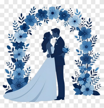 Couple Kissing Under Floral Arch PNG