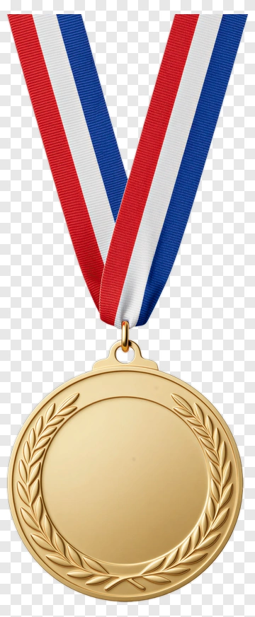 Gold Medal With Red White And Blue Ribbon PNG