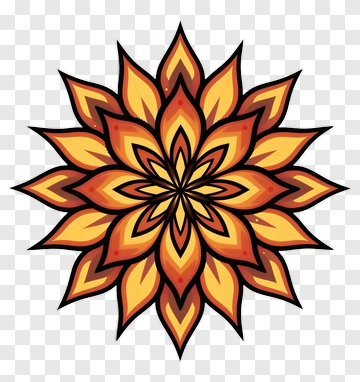 Symmetrical Flame Flower Mandala PNG
