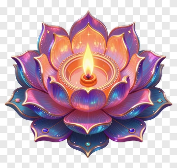 Lotus Diya With Flame PNG