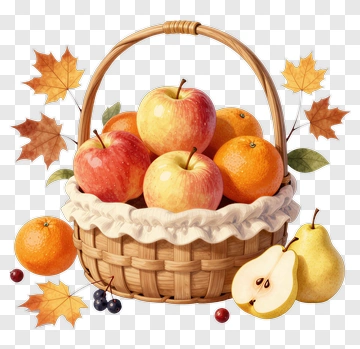 Basket Of Autumn Fruits PNG