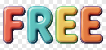 Colorful 3D FREE Letters PNG