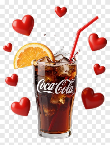 Coca-Cola With Ice And Orange Slice PNG