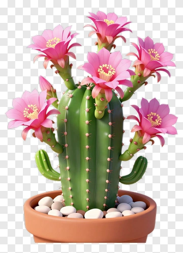 Blooming Cactus In Pot PNG