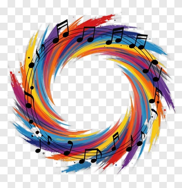 Colorful Musical Notes Swirl PNG