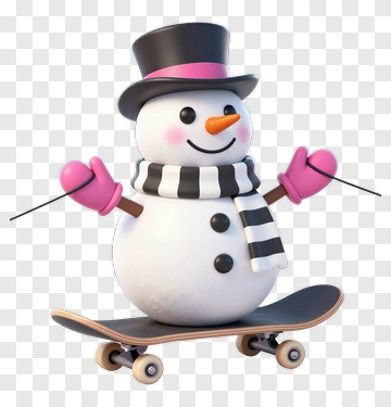 Snowman On Skateboard PNG