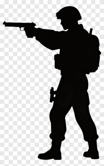 Silhouette Of A Soldier Aiming A Gun PNG