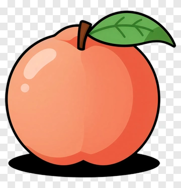 Cute Peach With Leaf PNG