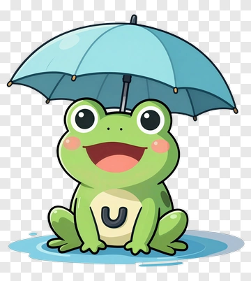 Happy Frog With Umbrella PNG
