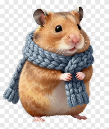 Cute Hamster Wearing Scarf PNG