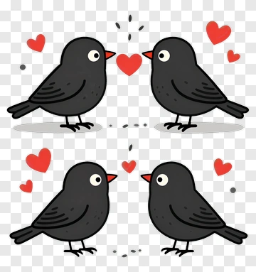 Two Black Birds Sharing A Moment Of Love PNG