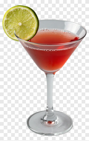Red Cocktail With Lime Garnish PNG
