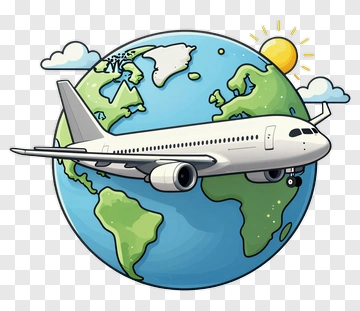 Airplane Flying Over Earth PNG