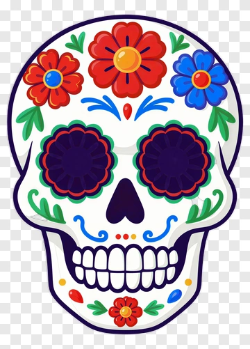 Colorful Sugar Skull Decoration PNG