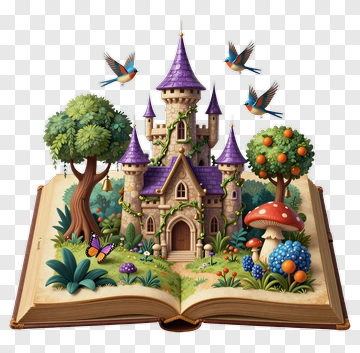 Castle In A Book With Birds And Butterflies PNG