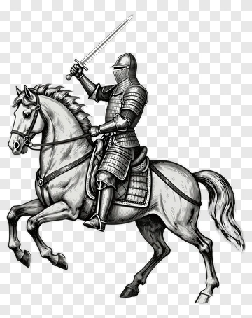 Knight On Horseback With Sword PNG
