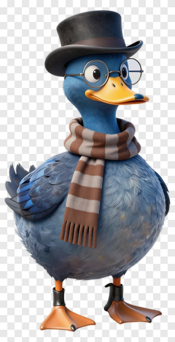 Fashionable Blue Duck In Top Hat PNG