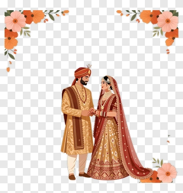 Indian Groom And Bride In Traditional Wedding Attire PNG