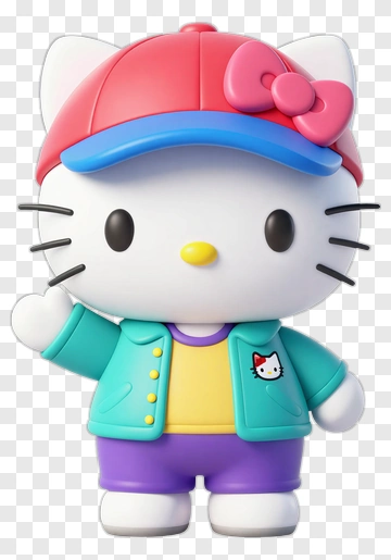 Hello Kitty In Colorful Outfit PNG