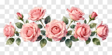 Pink Roses Watercolor Arrangement PNG