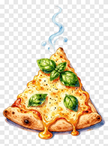 Slice Of Pizza With Basil PNG