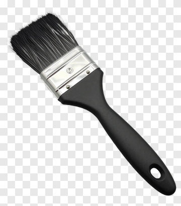 Black Paintbrush With Silver Metal Band PNG
