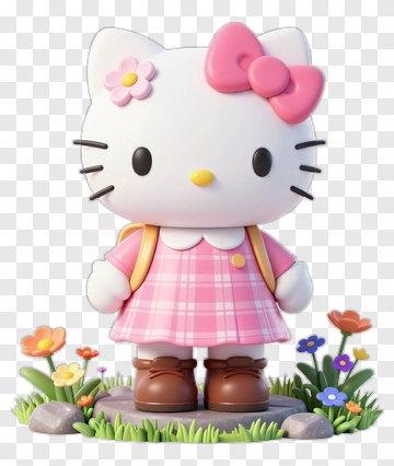 Hello Kitty In Plaid Dress PNG