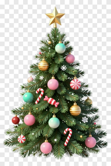Decorated Christmas Tree With Ornaments PNG
