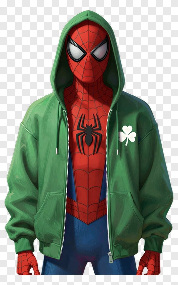 Spider-Man In Green Hoodie PNG