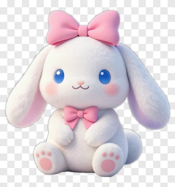 Cute White Rabbit With Pink Bow PNG