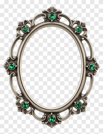 Ornate Picture Frame With Green Gems PNG