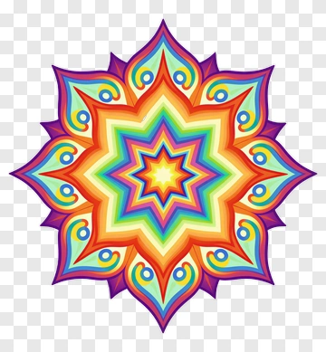 Colorful Mandala With Star Center PNG