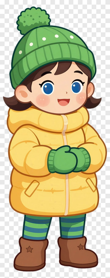 Happy Girl In Winter Clothes PNG