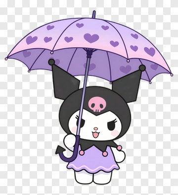 Kuromi Holding A Heart Umbrella PNG