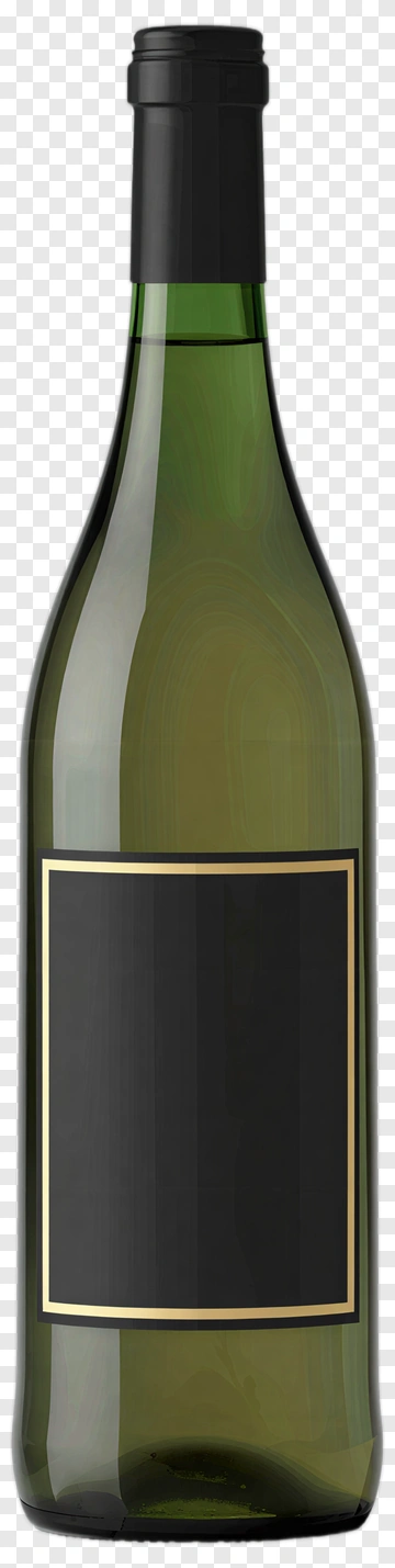 Green Wine Bottle With Black Label PNG
