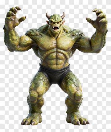 Green Horned Monster Figurine PNG