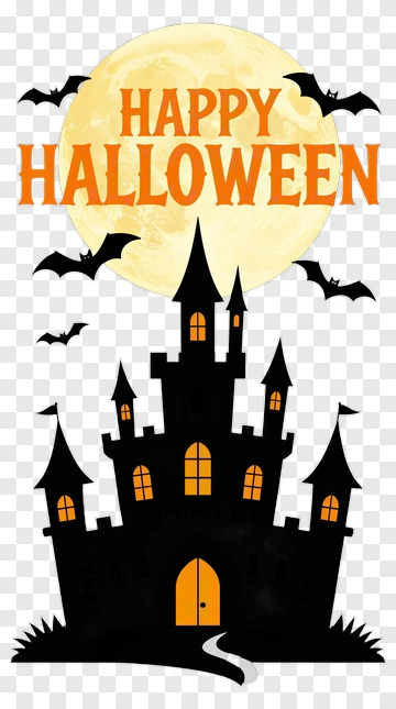 Happy Halloween Castle Design PNG