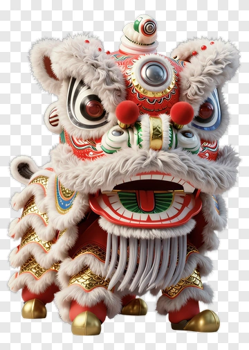 Lion Dance Costume In Red And Gold PNG